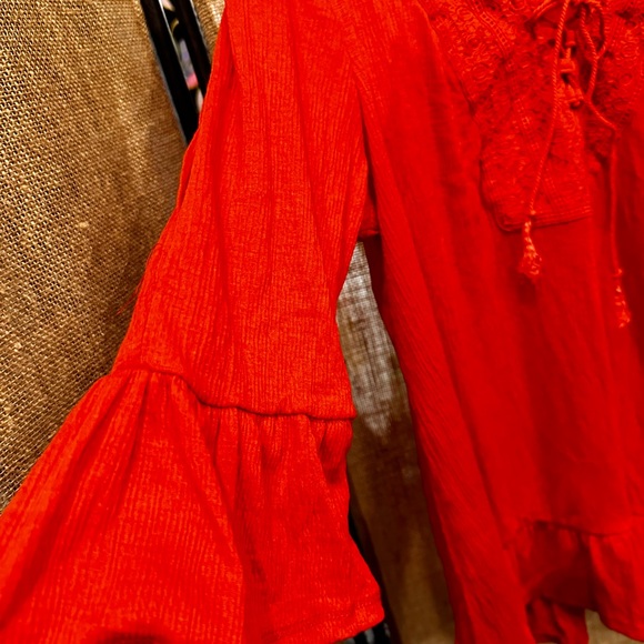 Feelib (Feel Liberated) Red/Orange Top Size Large 
Has super cuter details. - Picture 5 of 8